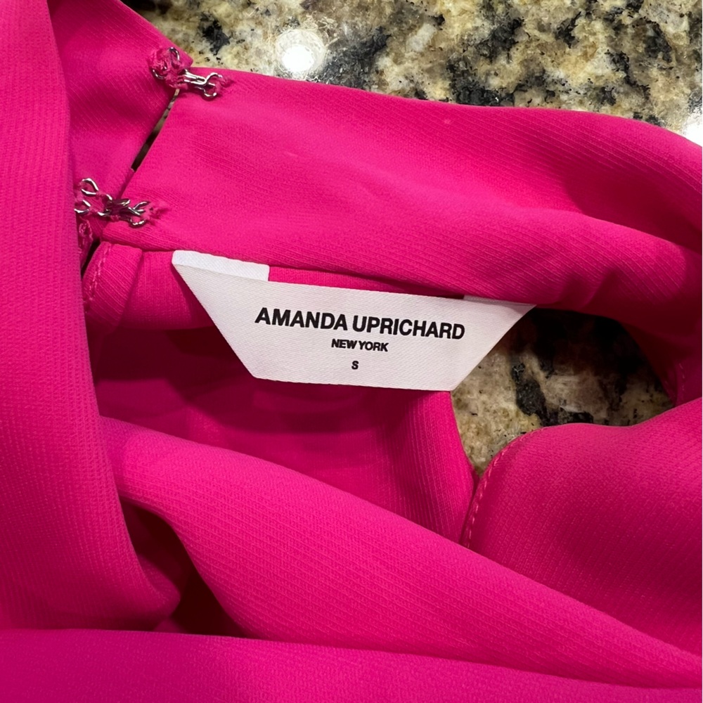 NEW Amanda Uprichard Kaylee Dress Hot Pink Women’s High Neck Mini Dress Small - Picture 8 of 9